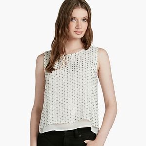 Lucky Brand White Sequin Sleeveless Tank Blouse- M